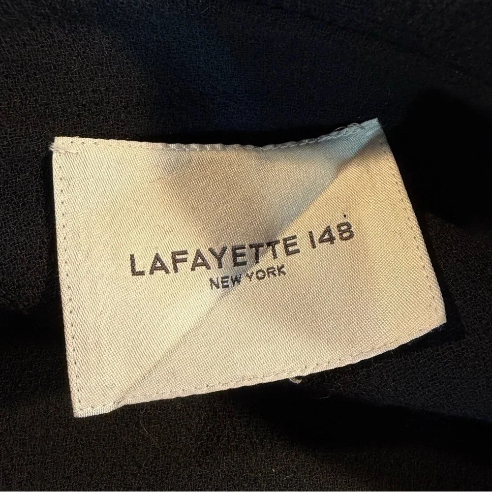Lafayette 148 New York Black ‘Wynne Nouveau Crepe Blazer’ in Wool Size Large